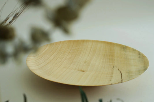 【いしいりえ】平皿 栃無垢 スポルテッド/縮杢 17.5cm×2.5cm