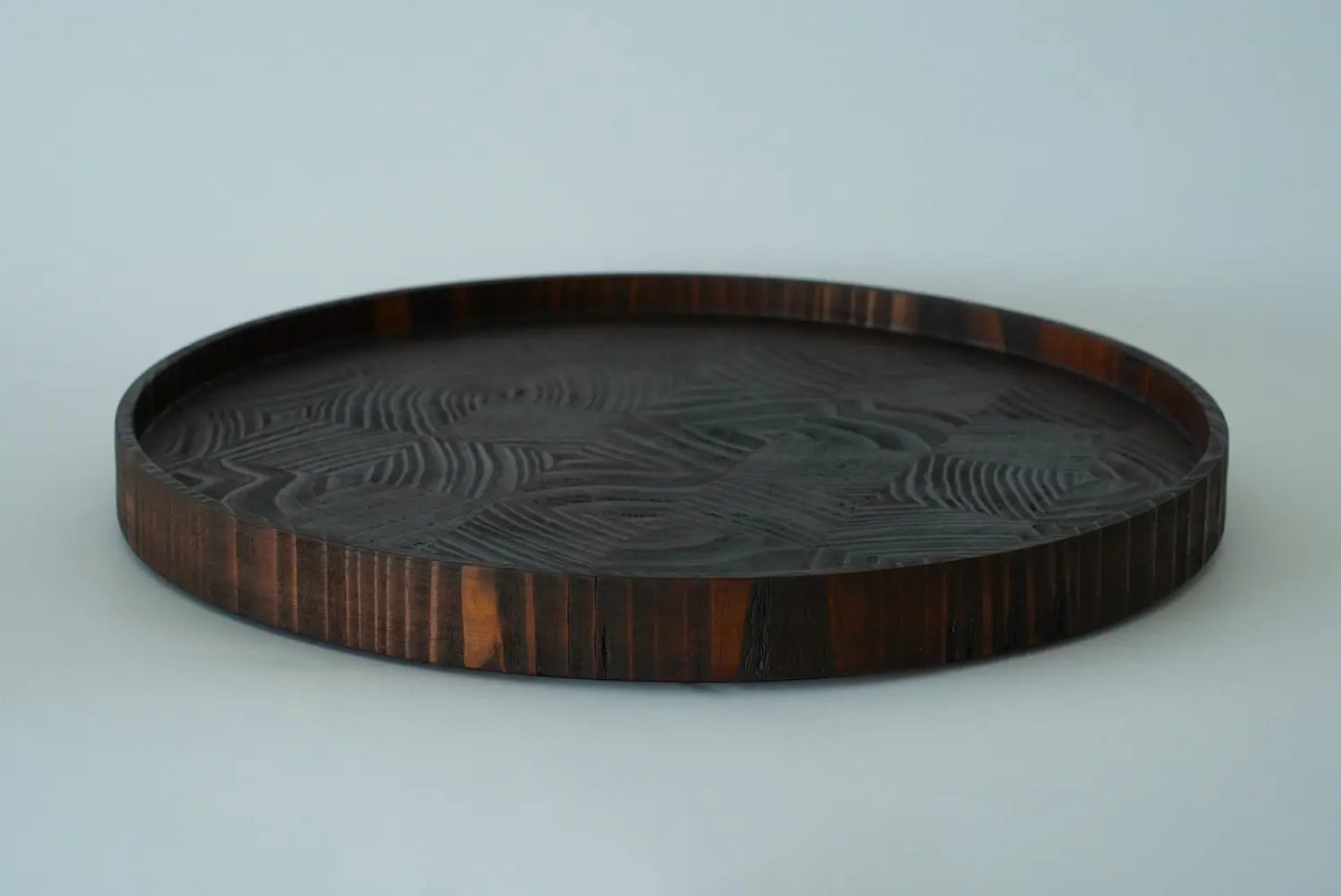 【森下綾】丸縁リム皿 八寸 漆色 杉