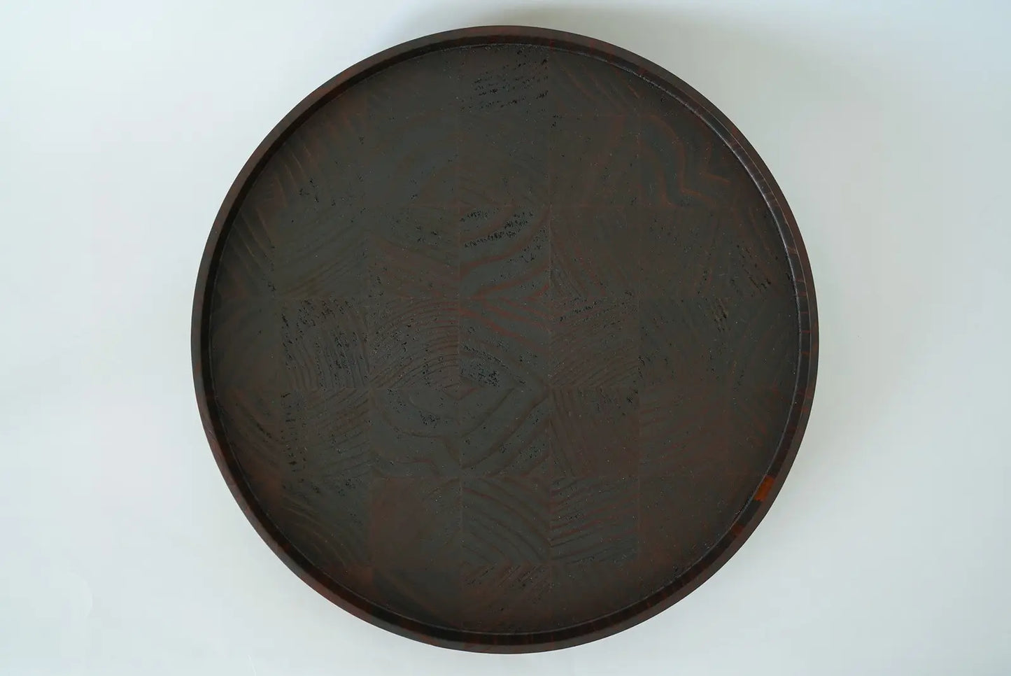 【森下綾】丸縁リム皿 八寸 漆色 杉
